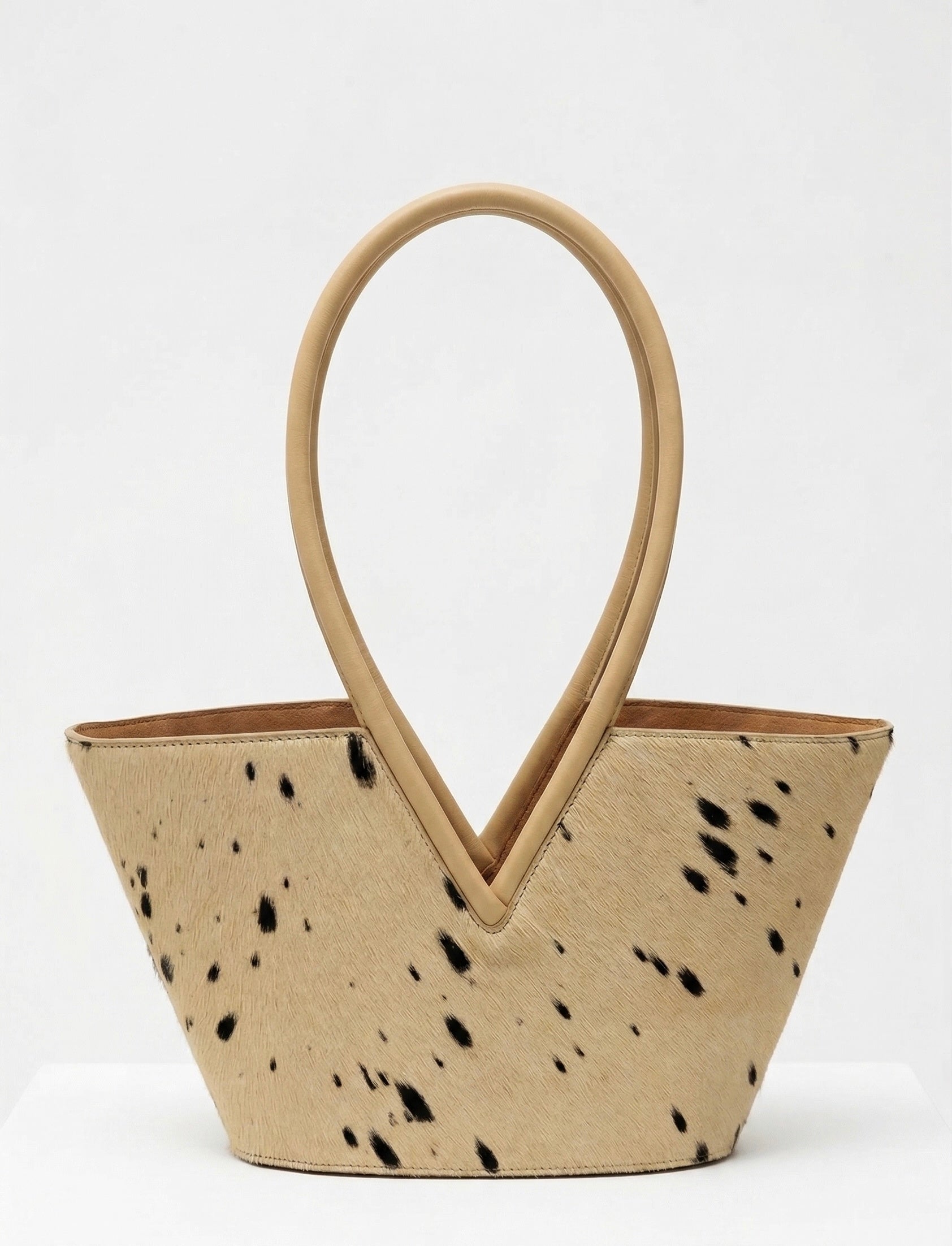 Hair-on leather basket handbag for every day use 