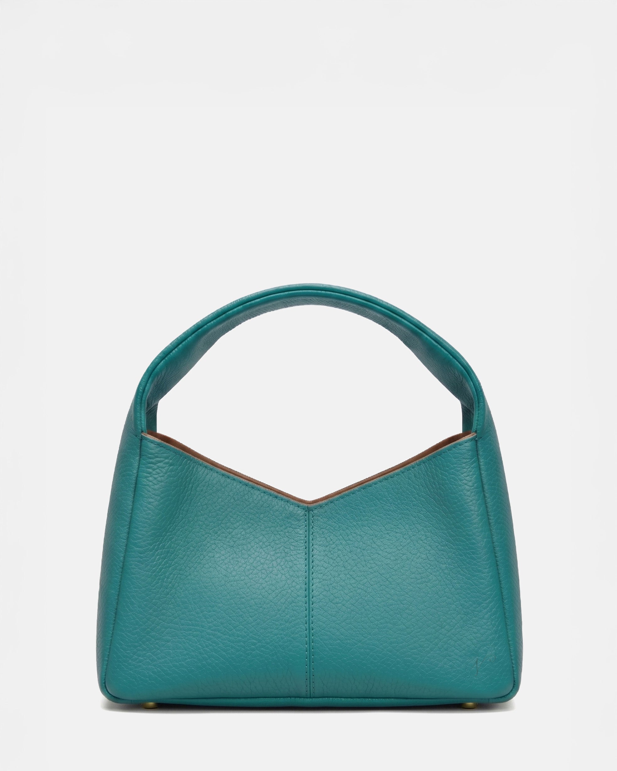 Teal handbag on a white background