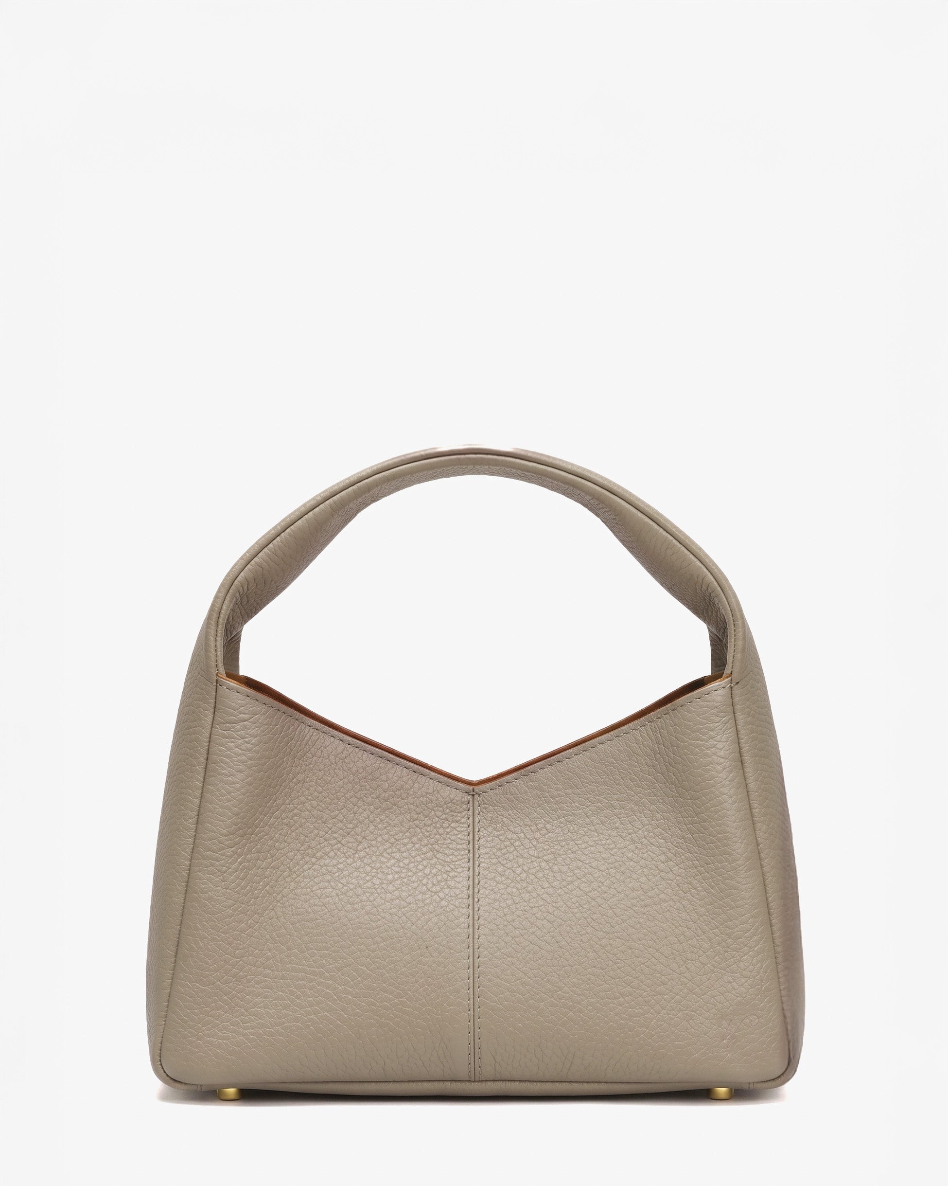Beige handbag on a white background